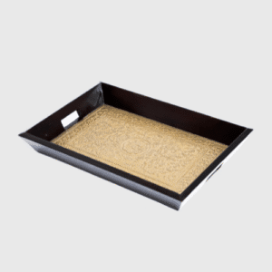 Brass Embossed Wooden Serving Tray