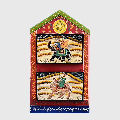 Hand-Painted Wooden 2 pocket Letter & Key Holder