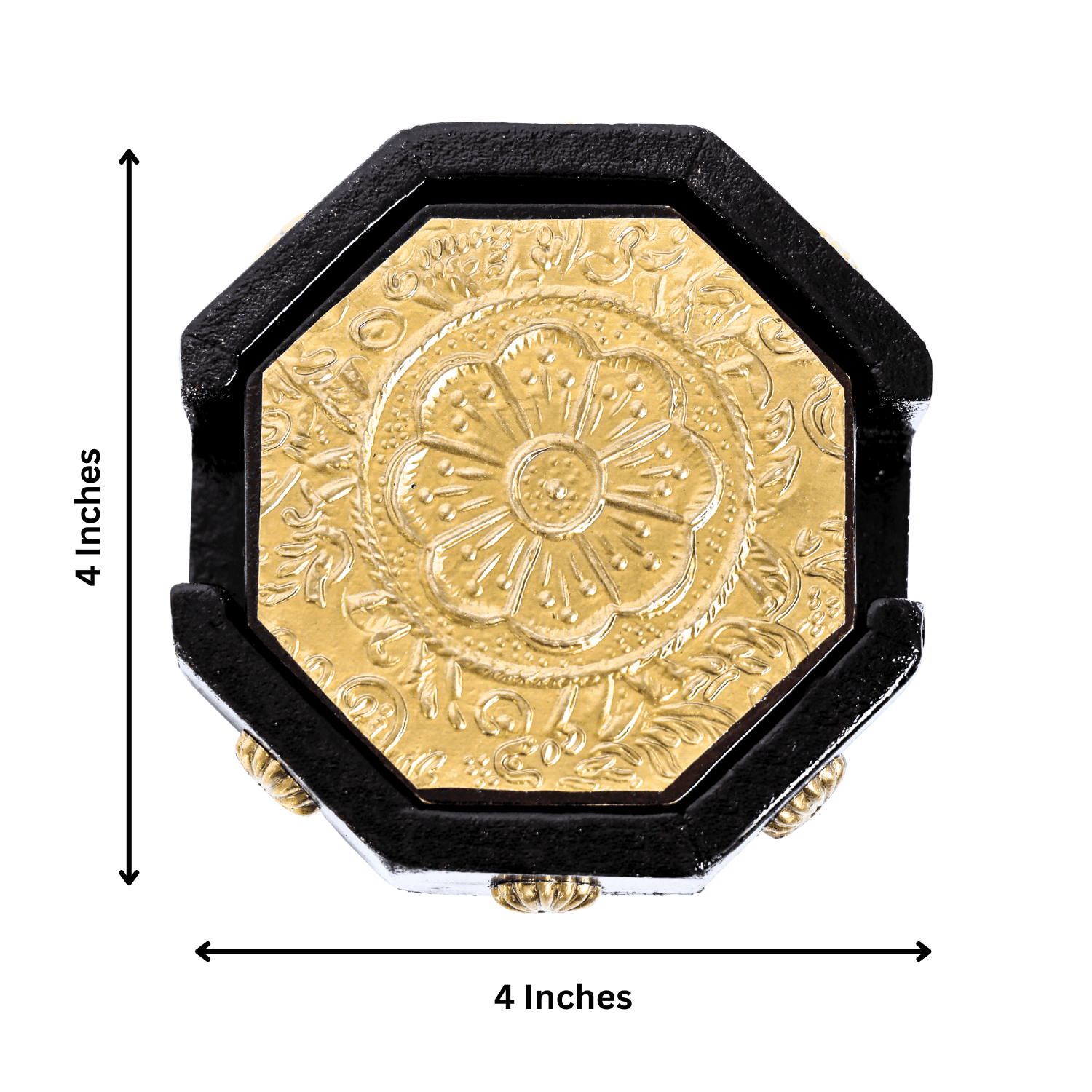 Brass Embossed Wooden Coaster Set - Image 4