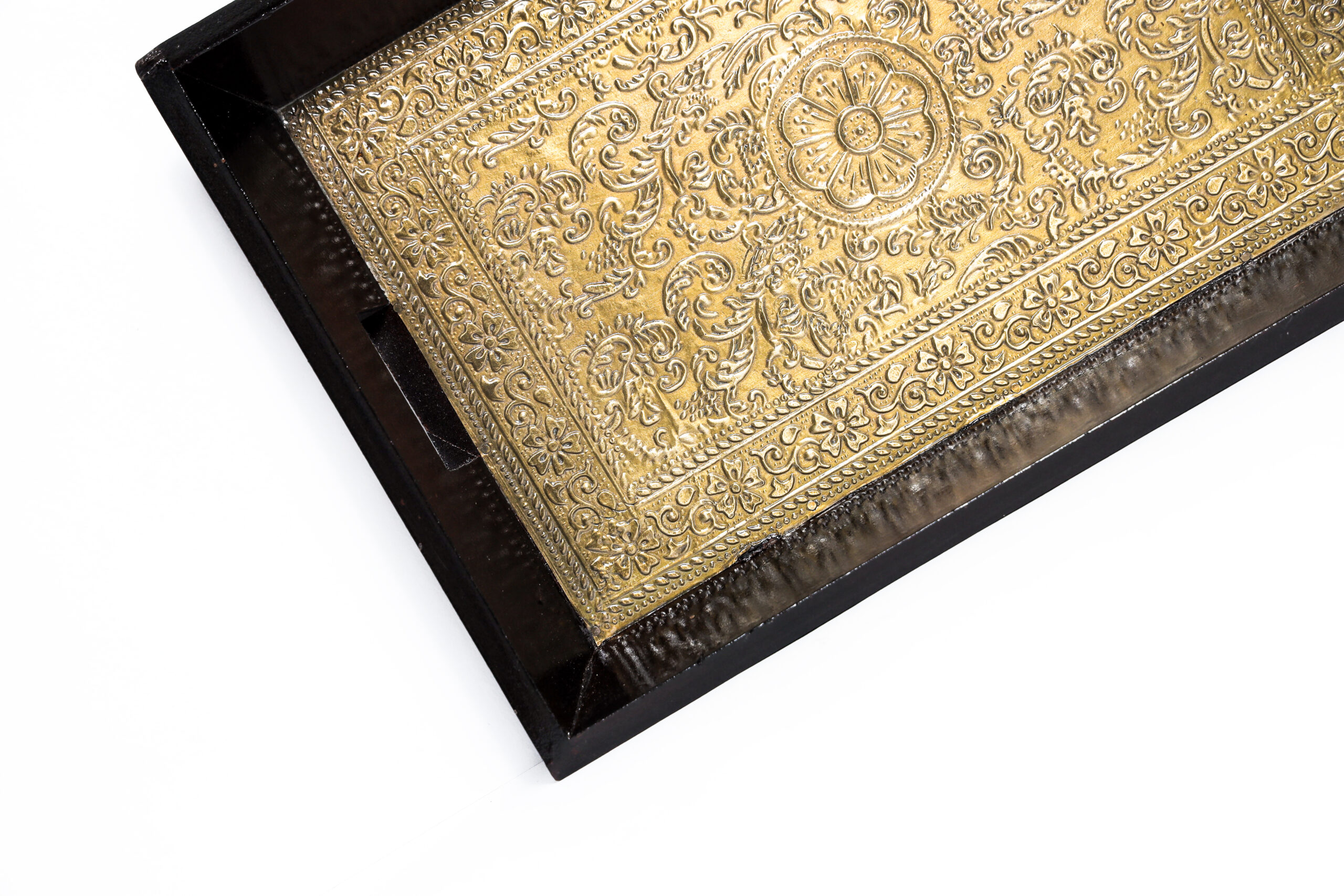 Brass Embossed Wooden Serving Tray - Image 6