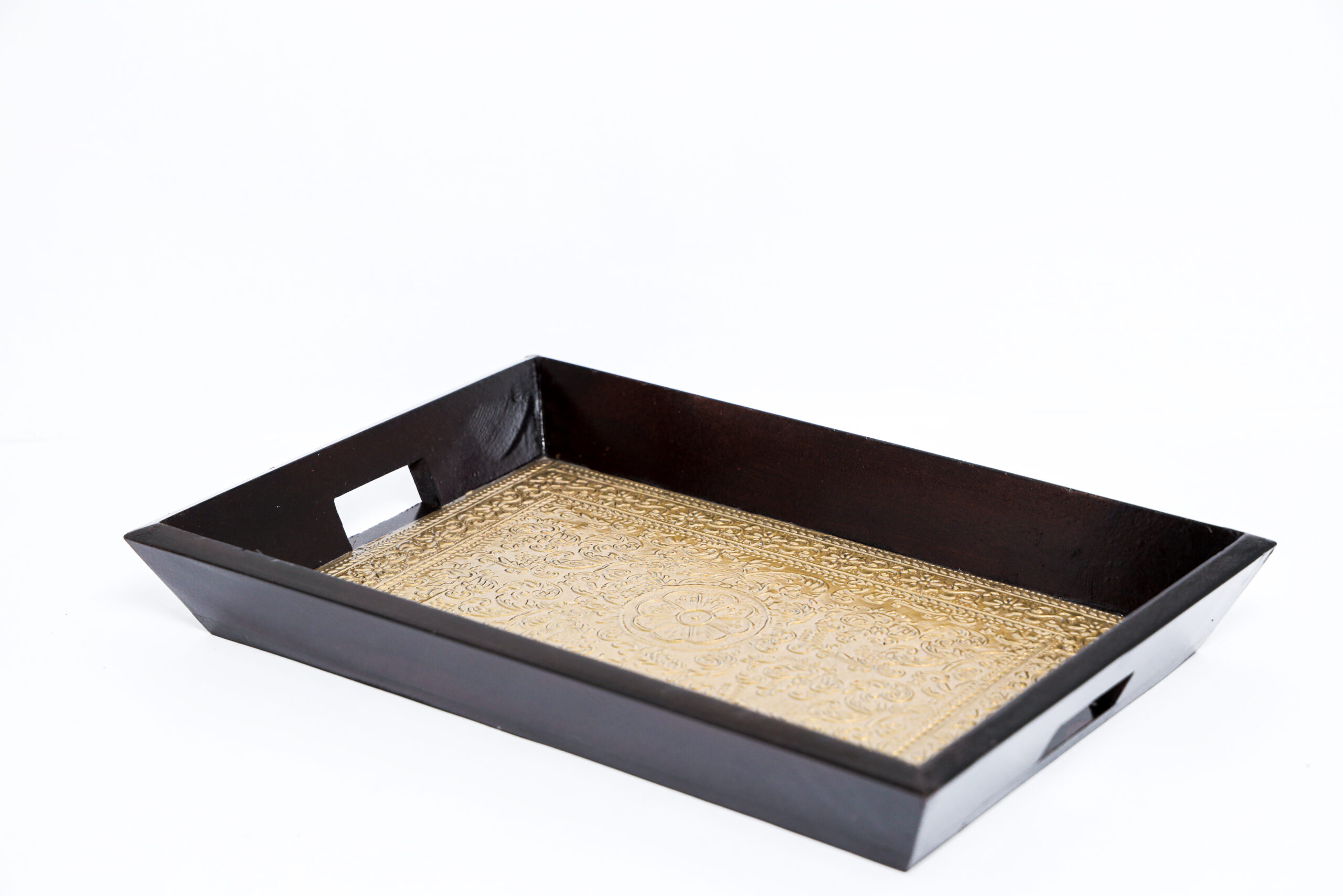 Brass Embossed Wooden Serving Tray - Image 3